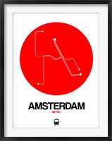 Framed Amsterdam White Subway Map