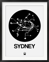 Framed Sydney Black Subway Map