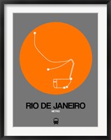 Framed Rio De Janeiro Orange Subway Map