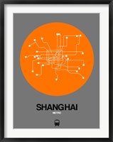 Framed Shanghai Orange Subway Map