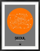 Framed Seoul Orange Subway Map