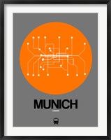 Framed Munich Orange Subway Map