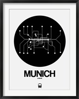 Framed Munich Black Subway Map