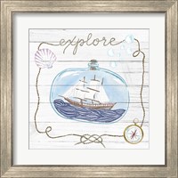 Framed 'Ship in a Bottle Explore Shiplap' border=