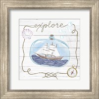 Framed 'Ship in a Bottle Explore Shiplap' border=