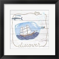 Ship in a Bottle Discover Shiplap Framed Print