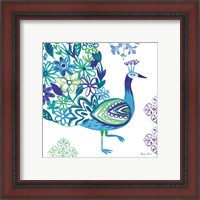 Framed 'Jewel Peacocks III' border=