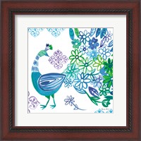 Framed 'Jewel Peacocks I' border=