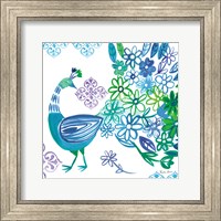 Framed 'Jewel Peacocks I' border=