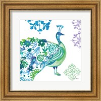 Framed 'Jewel Peacocks II' border=