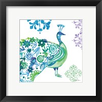 Framed 'Jewel Peacocks II' border=