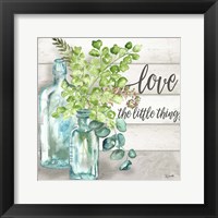 Vintage Bottles and Ferns Square I Framed Print