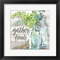 Vintage Bottles and Ferns Square II Framed Print