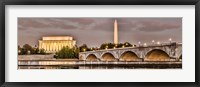 Framed Arlington Memorial Bridge with Lincoln Memorial and Washington Monument, Washington DC