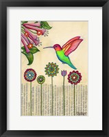 Framed Stick Flower Hummingbird