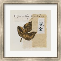 Framed 'Bronze Leave IV Eternally Golden' border=