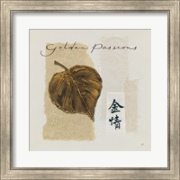 Framed 'Bronze Leaf III Golden Passions' border=