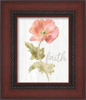 Framed 'Garden Poppy on Wood Faith' border=