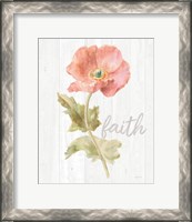 Framed 'Garden Poppy on Wood Faith' border=