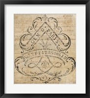 Vintage Letter Crest I Antique Border V2 Framed Print