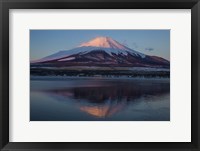 Framed Mt Fuji and Lake at sunrise, Honshu Island, Japan