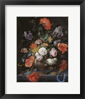 Framed Abraham Mignon, Still Life with Flowers and a Watch