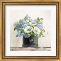 Framed 'Anemones in Hatbox Shiplap' border=