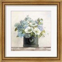 Framed 'Anemones in Hatbox Shiplap' border=