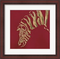 Framed 'Gilded Zebra on Red' border=