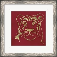 Framed 'Gilded Lioness on Red' border=