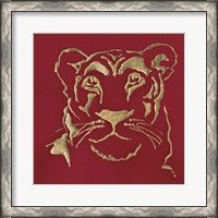 Framed 'Gilded Lioness on Red' border=