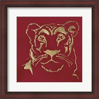 Framed 'Gilded Lioness on Red' border=