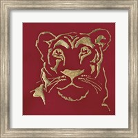 Framed 'Gilded Lioness on Red' border=