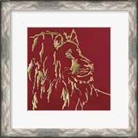 Framed 'Gilded Lion on Red' border=