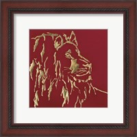 Framed 'Gilded Lion on Red' border=