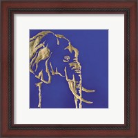 Framed 'Gilded Elephant Indigo' border=