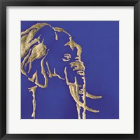 Framed 'Gilded Elephant Indigo' border=