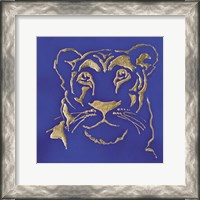 Framed 'Gilded Lioness Indigo' border=