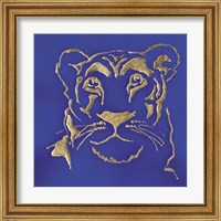 Framed 'Gilded Lioness Indigo' border=