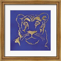 Framed 'Gilded Lioness Indigo' border=