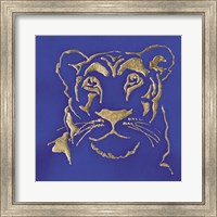 Framed 'Gilded Lioness Indigo' border=