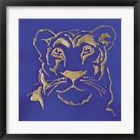 Framed 'Gilded Lioness Indigo' border=