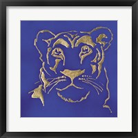 Framed 'Gilded Lioness Indigo' border=