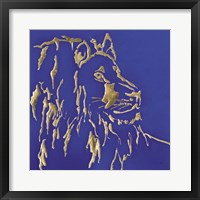 Framed Gilded Lion Indigo