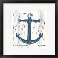 Nautical Collage III On White Wood Framed Print