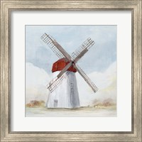 Framed 'Red Windmill I' border=