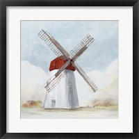 Framed 'Red Windmill I' border=