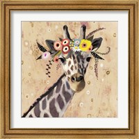 Framed 'Klimt Giraffe II' border=