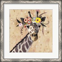 Framed 'Klimt Giraffe II' border=