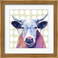 Framed 'Bespectacled Bovine II' border=